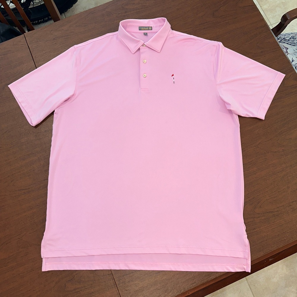 Peter Millar Summer Comfort Pink Golf Polo Shirt Mens XL Embroidered Flag Logo - Picture 2 of 12